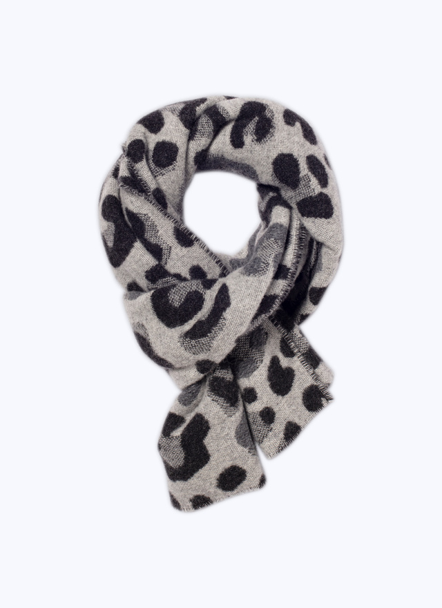 Men's scarf snow panther pattern wool and polyamide Fursac - D2CPAR-CR54-B022