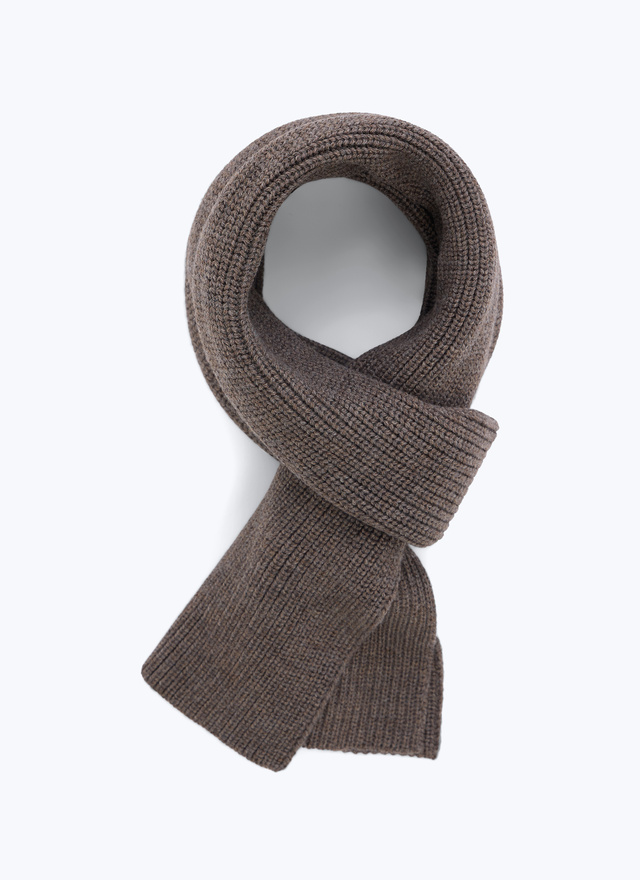 Men's scarf taupe brown wool Fursac - D2TIKI-TR50-G014