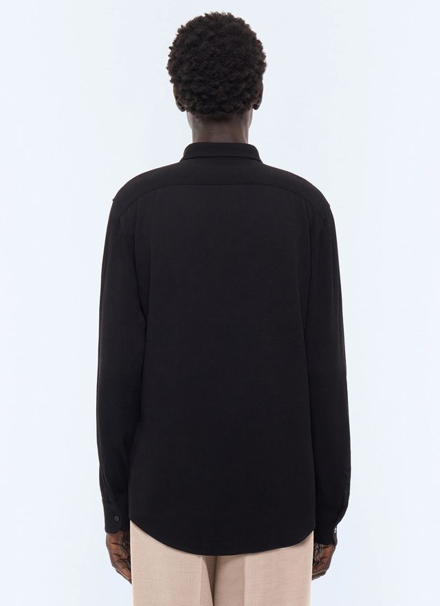 Fursac men's shirt - BLACK viscose crepe shirt H3LOIR-LH06-B020