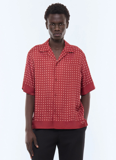 Men's shirt burgundy main fabric: 100% viscose Fursac - H3LINT-LH05-C014