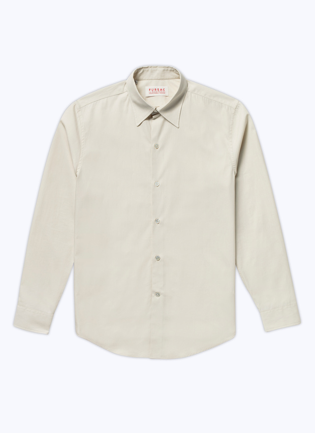Men's beige, ecru cotton poplin shirt Fursac - 22HH3ADAV-AH77/03