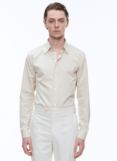 Men's shirt beige cotton poplin Fursac - H3ADAV-AH77-03