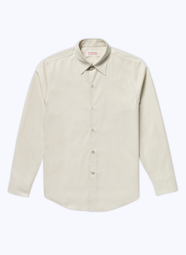 Men's beige, ecru cotton poplin shirt Fursac - H3ADAV-AH77-03