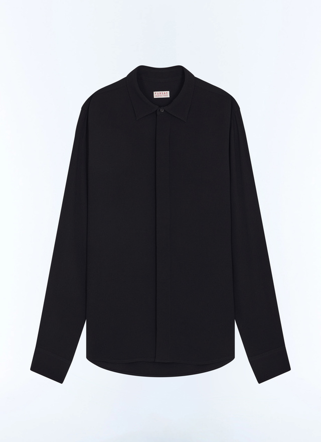 Men's shirt black main fabric: 100% viscose Fursac - H3LOIR-LH06-B020