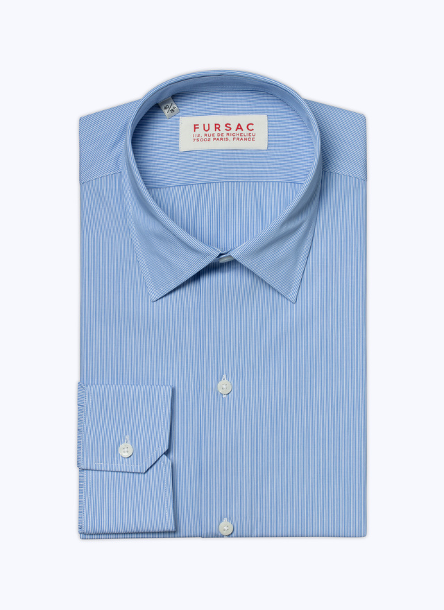 Men's blue, navy blue cotton shirt Fursac - 22HH3AXAN-AH61/37
