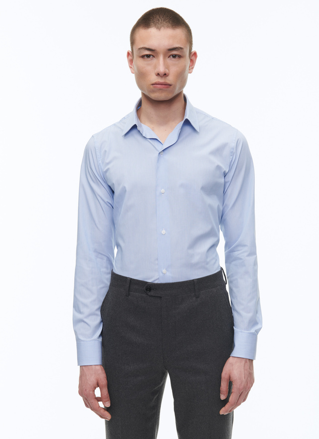 Men's shirt blue cotton Fursac - H3AXAN-AH61-37