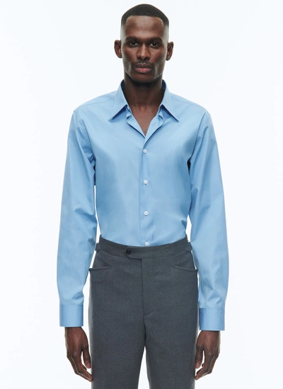 Men's shirt blue cotton poplin Fursac - H3ADAV-CH03-D004
