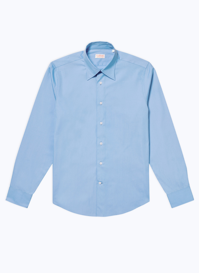 Men's blue, navy blue cotton poplin shirt Fursac - H3ADAV-CH03-D004