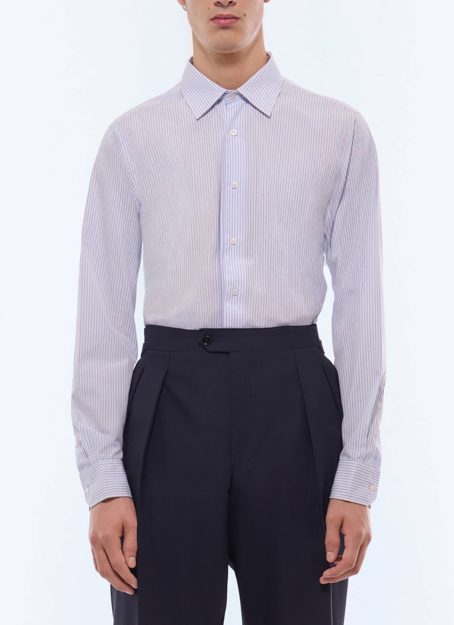 Men's shirt blue certified cotton poplin Fursac - H3AXAN-JH19-D039
