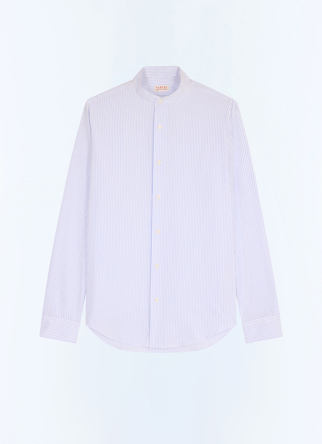 Men's blue, navy blue certified cotton poplin shirt Fursac - H3TIKA-JH19-D039