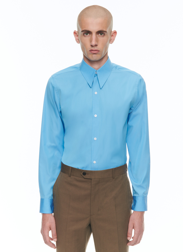 Men's shirt light blue cotton canvas Fursac - H3CHIC-CH03-D004