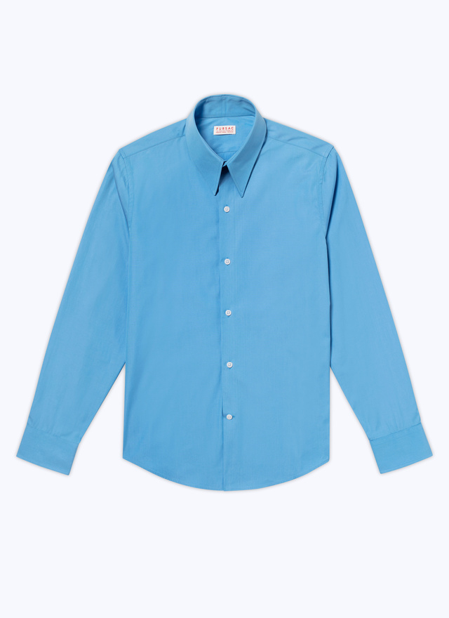 Men's blue, navy blue cotton canvas shirt Fursac - H3CHIC-CH03-D004