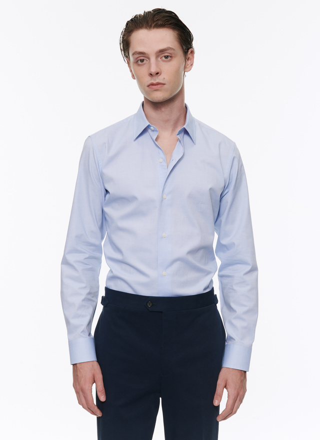Men's light blue - micro weaved shirt Fursac - 22HH3AXAN-AH66/39