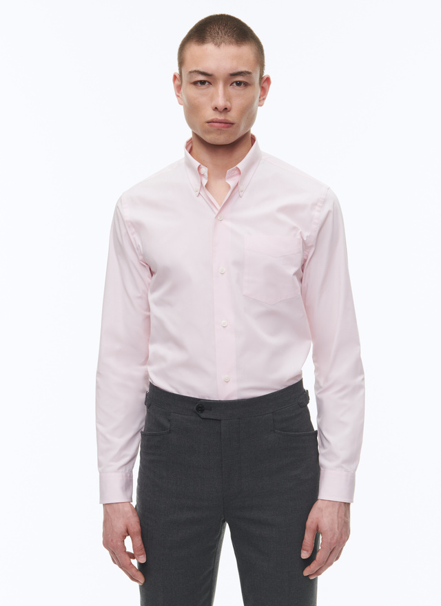 Men's shirt light pink organic cotton poplin Fursac - H3ABIA-AH38-70