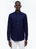 Grandad collar shirt in cotton - H3TIKA-EH37-D030