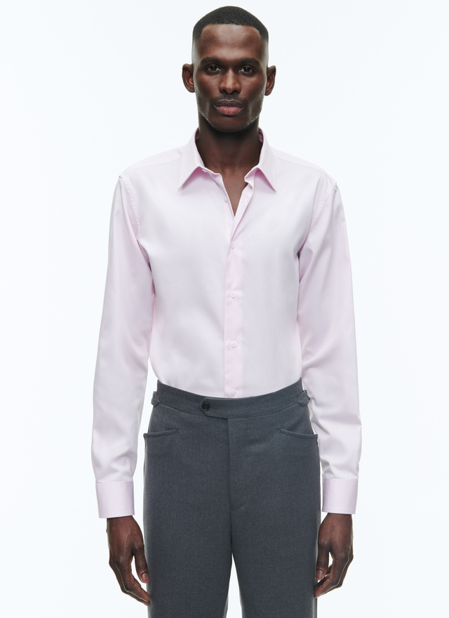 Men's shirt pale pink cotton poplin Fursac - H3AXAN-DH34-F002