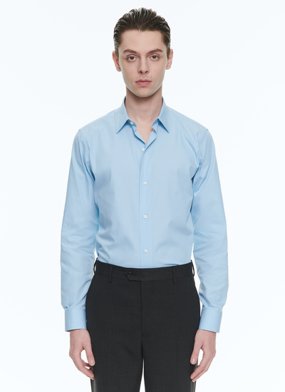 Men's shirt sky blue organic cotton Fursac - 21HH3OXAN-TH67/39