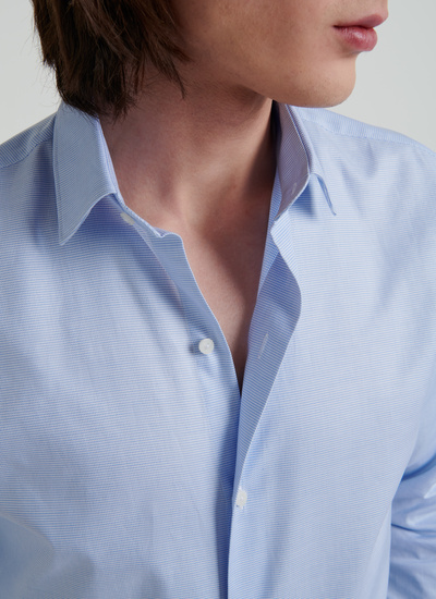 Men's shirt sky blue weaved cotton Fursac - 22EH3OXAN-VH45/38