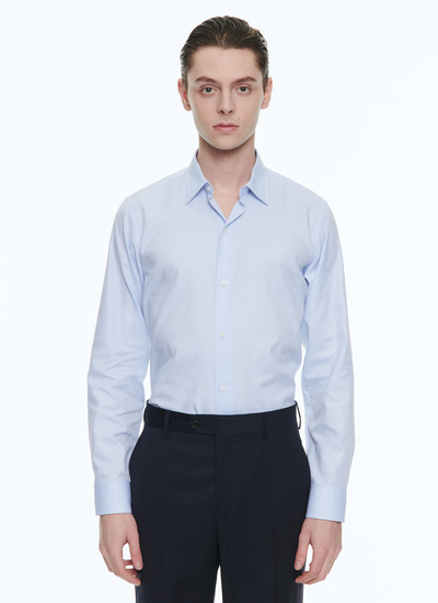 Men's shirt sky blue micro weaved organic cotton Fursac - H3AXAN-BH36-39