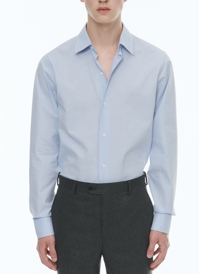Men's shirt sky blue weaved cotton Fursac - H3AXAN-CH37-D004