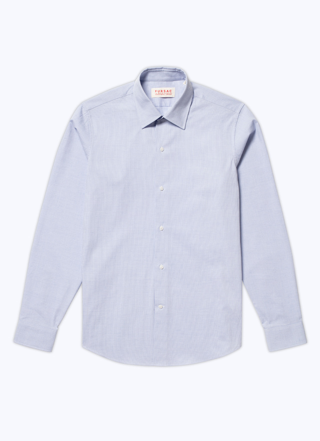 Men's blue, navy blue weaved cotton shirt Fursac - H3AXAN-CH37-D004