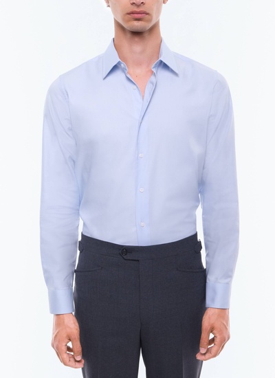 Men's shirt sky blue micro weaved cotton Fursac - H3AXAN-PH25-38