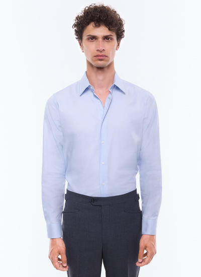 Men's shirt sky blue micro weaved cotton Fursac - H3AXAN-PH25-38