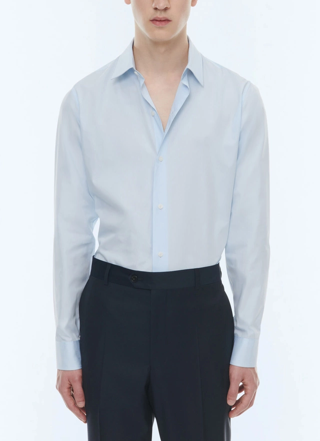 Men's shirt sky blue organic cotton poplin Fursac - H3AXAN-VH15-39
