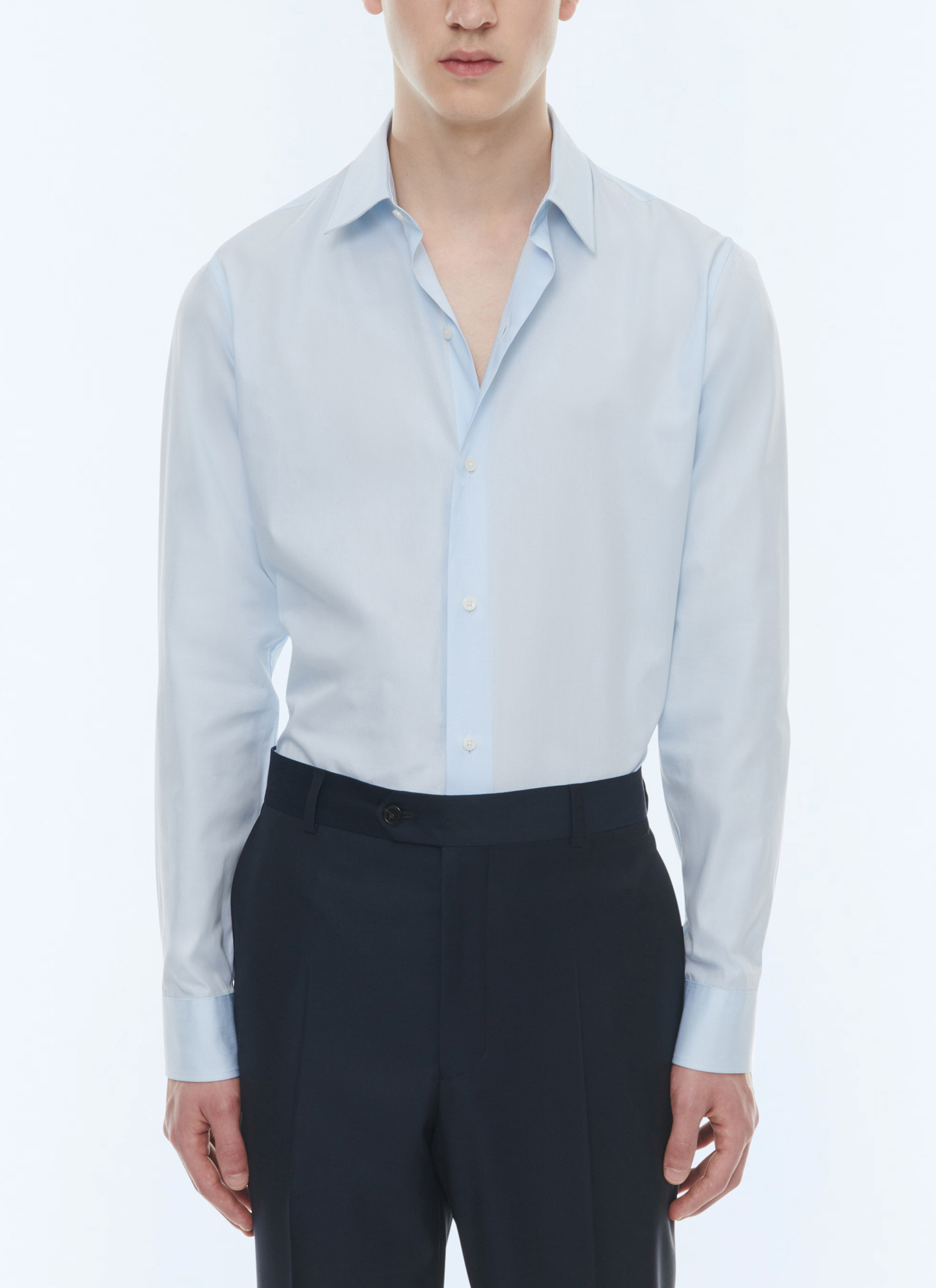 Men's shirt sky blue organic cotton poplin Fursac - H3AXAN-VH15-39