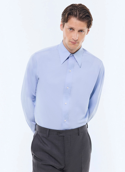 Men's shirt sky blue cotton poplin Fursac - H3FARO-GH04-D039