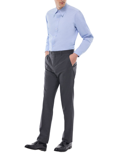 Men's blue, navy blue cotton poplin shirt Fursac - H3FARO-GH04-D039
