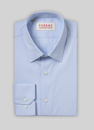 Men's blue, navy blue organic cotton poplin shirt Fursac - H3OXAN-VH15-39