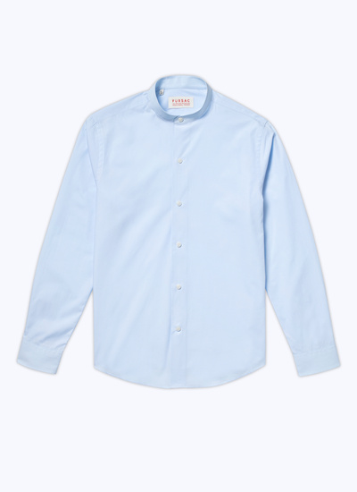 Men's blue, navy blue organic cotton poplin shirt Fursac - H3TIKA-VH15-39