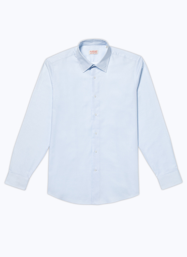 Men's blue, navy blue organic cotton poplin shirt Fursac - H3AXAN-CH47-D001