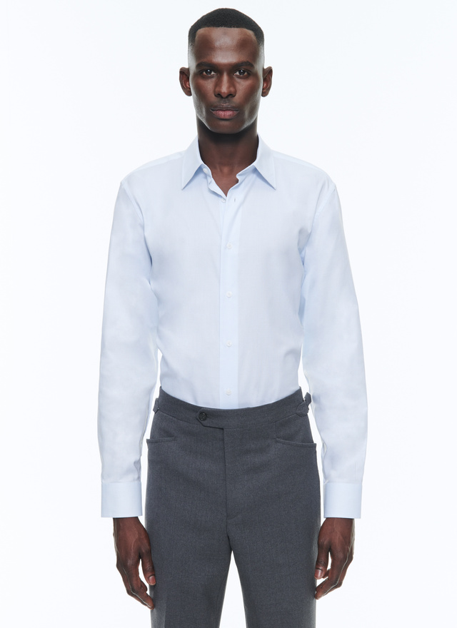 Men's shirt sky blue organic cotton poplin Fursac - H3AXAN-CH47-D001