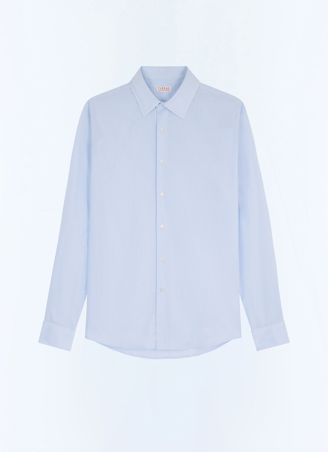 Men's blue, navy blue organic cotton shirt Fursac - H3AXAN-JH44-D039