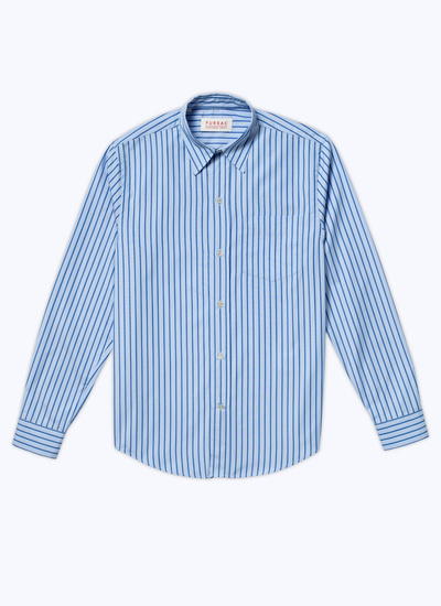 Men's sky blue - navy blue stripes shirt Fursac - H3VIBA-BH15-35