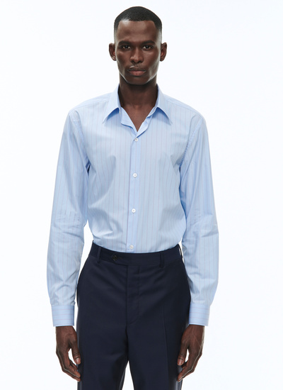 Men's shirt sky blue cotton poplin Fursac - H3ADAV-BH08-37