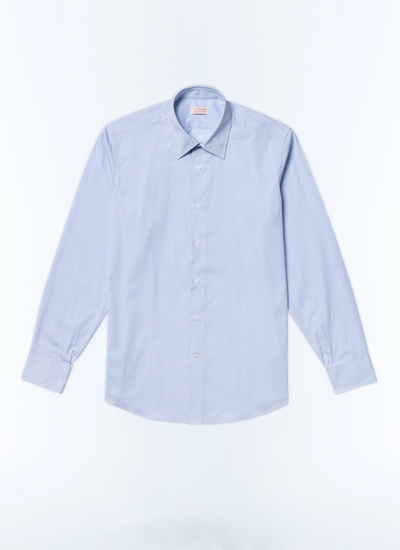 Men's blue, navy blue cotton poplin shirt Fursac - H3AXAN-DH39-D039