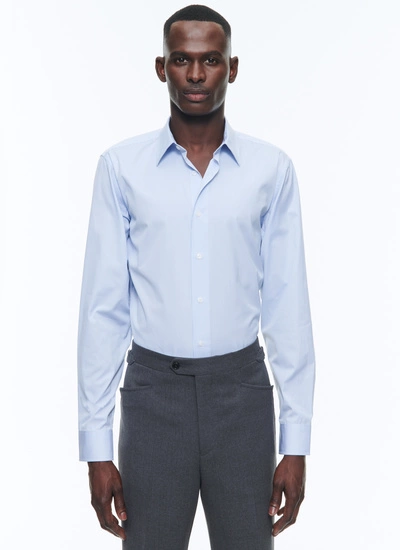 Men's shirt sky blue stripes cotton poplin Fursac - H3AXAN-DH39-D039