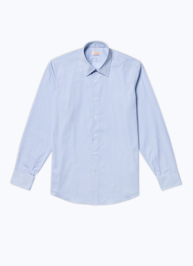 Men's blue, navy blue cotton poplin shirt Fursac - H3AXAN-DH39-D039