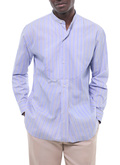 Cotton shirt with grandad collar - H3GURU-GH06-D039