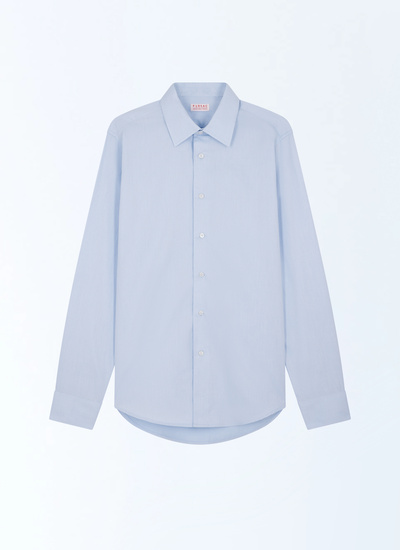 Men's shirt sky blue with micro-design cotton poplin Fursac - H3AXAN-EH38-D039