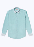 Turquoise cotton poplin shirt with white collar - 22HH3ADAV-AH05/94