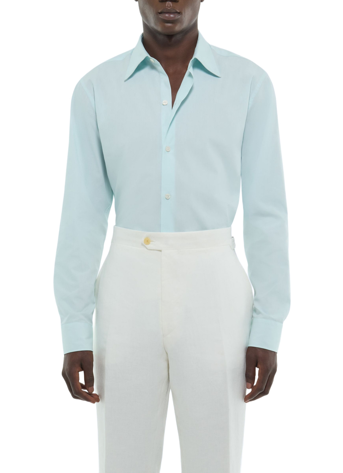 Men's shirt water green cotton poplin Fursac - H3ADAV-FH04-H004