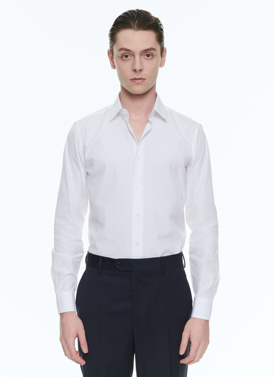 Men's shirt white cotton twill Fursac - 21HH3TXAN-R001/01