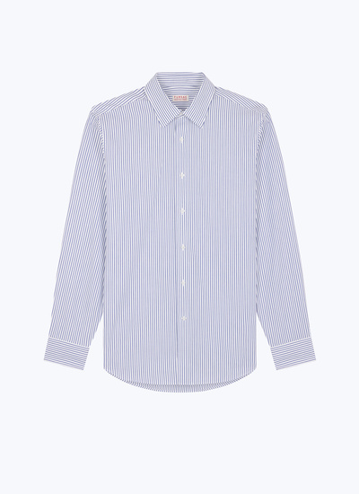 Men's white and blue stripes shirt Fursac - H3AXAN-EH26-D016