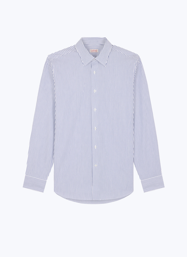 Men's white and blue stripes shirt Fursac - H3AXAN-EH26-D016