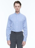 Striped cotton grandad collar shirt - H3TIKA-DH46-D022