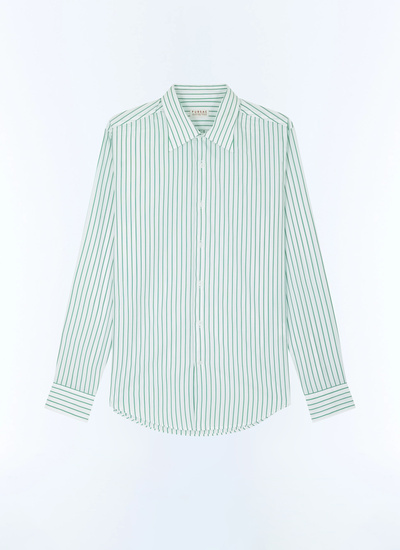 Men's white - green stripes shirt Fursac - H3ADAV-FH18-H008